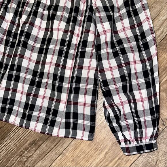 JCrew V-Neck Friday Plaid Long Sleeve Cotton Blend Top Size Medium - Picture 5 of 15